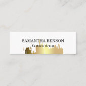 Elegant Faux Gold Borhed Vertical Mini Visitekaartje (Voorkant)