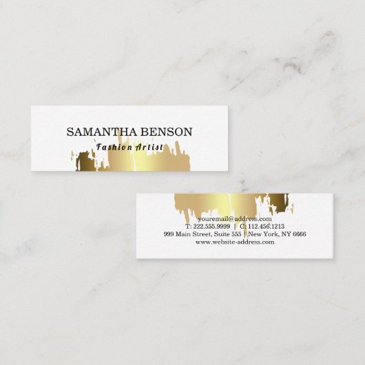 Elegant Faux Gold Borhed Vertical Mini Visitekaartje (Voorkant / Achterkant)