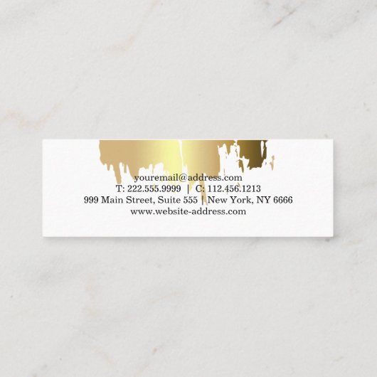 Elegant Faux Gold Borhed Vertical Mini Visitekaartje (Achterkant)