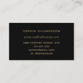 Elegant Faux Gold Botanical op zwart Visitekaartje (Achterkant)