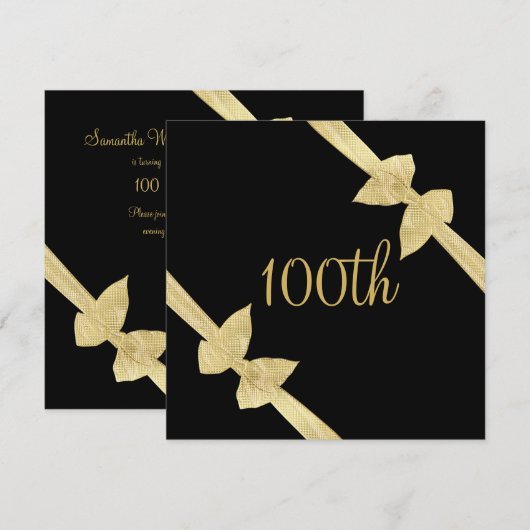 Elegant Faux Gold Bows 100e verjaardag Kaart (Voorkant / Achterkant)