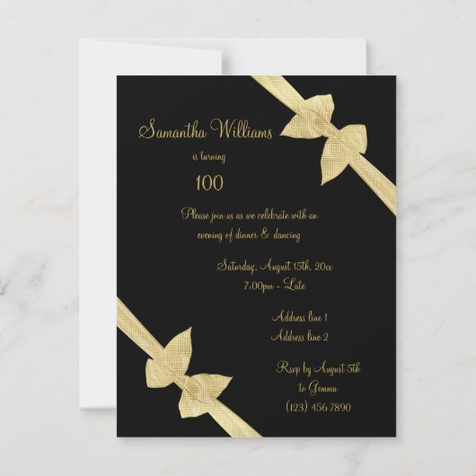 Elegant Faux Gold Bows 100e verjaardag Kaart (Achterkant)