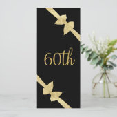 Elegant Faux Gold Bows 60th Birthday Kaart (Staand voorkant)