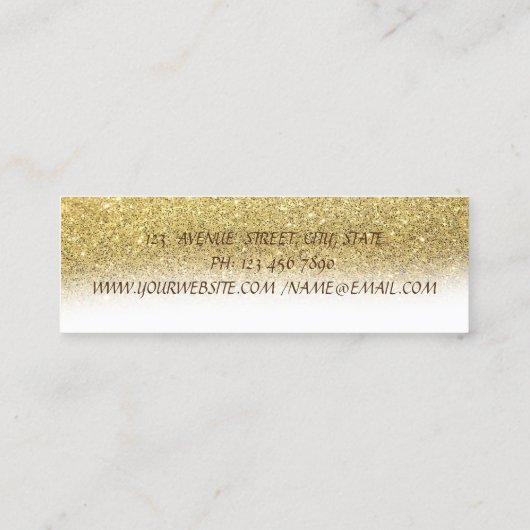 Elegant Faux Gold Brush Stroke, Glitter Mini Visitekaartje (Achterkant)