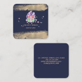 Elegant Faux Gold Brush Stroke Macarons Vierkante Visitekaartje (Voorkant / Achterkant)