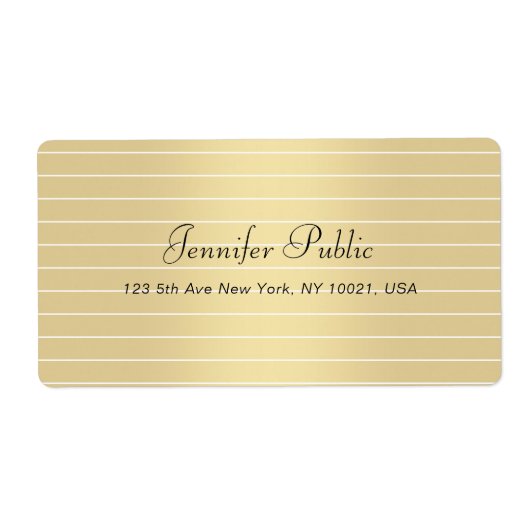 Elegant Faux Gold Calligraphy Script Modern Trendy Etiket (Voorkant)