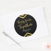 Elegant Faux Gold Chevron 30e bruiloft Jubileum Ronde Sticker (Envelop)