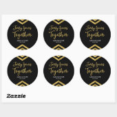 Elegant Faux Gold Chevron 40e bruiloft Jubileum Ronde Sticker (Vel)