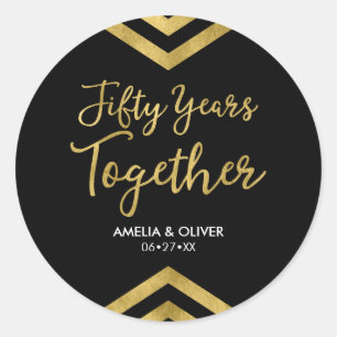 Elegant Faux Gold Chevron 50ste bruiloft Jubileum Ronde Sticker