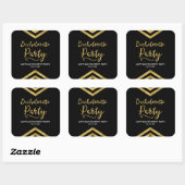 Elegant Faux Gold Chevron Bachelorette Party Vierkante Sticker (Vel)