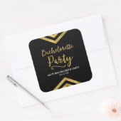 Elegant Faux Gold Chevron Bachelorette Party Vierkante Sticker (Envelop)