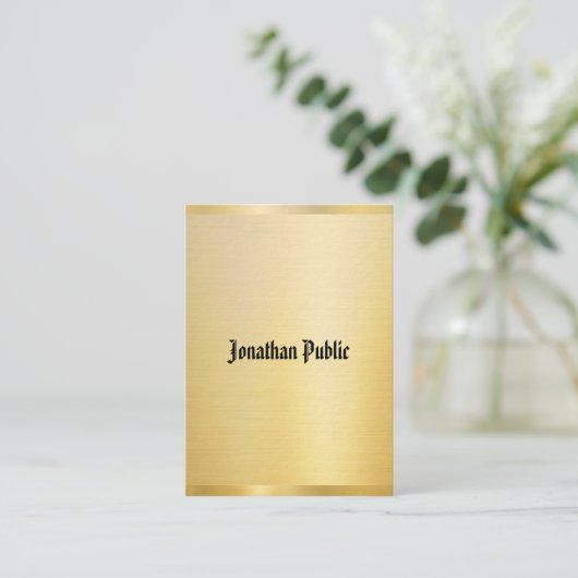 Elegant Faux Gold Classic American Text  Visitekaartje (Staand voorkant)