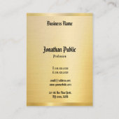 Elegant Faux Gold Classic American Text  Visitekaartje (Achterkant)