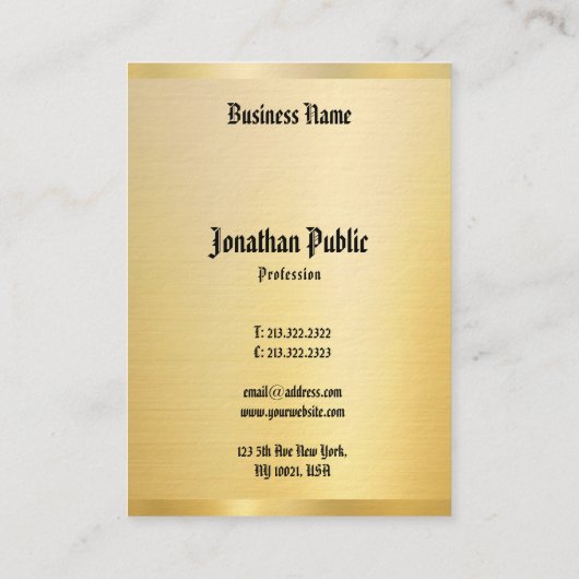 Elegant Faux Gold Classic American Text  Visitekaartje (Achterkant)