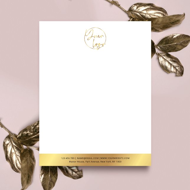 Elegant Faux Gold Company Logo Luxury Business Briefhoofd (Impress with this faux gold business letterhead design with space for your logo at the top)