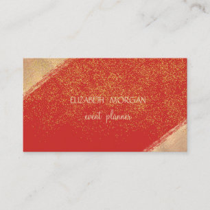 Elegant Faux Gold Confetti, rood Visitekaartje