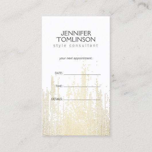 Elegant Faux Gold Confetti Stippen Patroon Afsprakenkaartje (Voorkant)