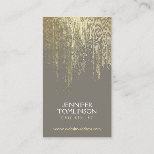 Elegant Faux Gold Confetti Stippen Patroon Grijs Visitekaartje (Voorkant)