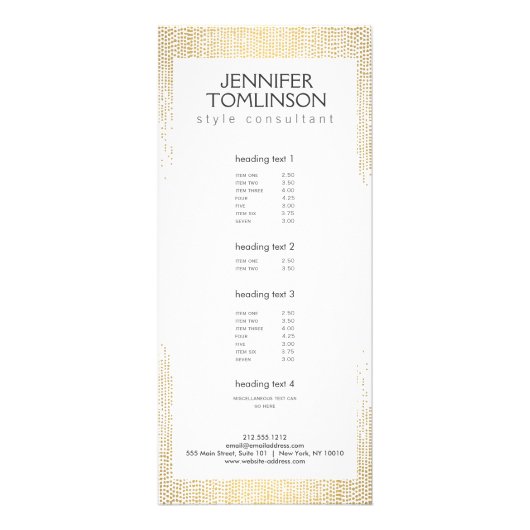 Elegant Faux Gold Confetti Stippen Patroon Reclamekaart (Voorkant)