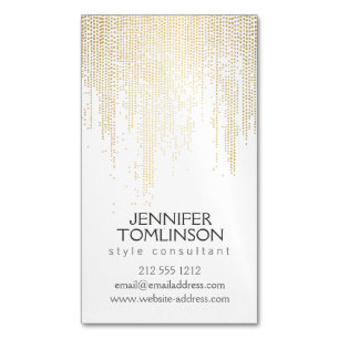 Elegant Faux Gold Confetti Stippen Patroon Visitekaartje Magneet