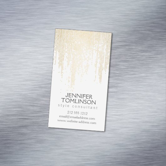 Elegant Faux Gold Confetti Stippen Patroon Visitekaartje Magneet (Voorbeeld)