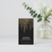 Elegant Faux Gold Confetti Stippen Patroon Zwart I Visitekaartje (Staand voorkant)