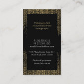 Elegant Faux Gold Confetti Stippen Patroon Zwart I Visitekaartje (Achterkant)