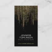 Elegant Faux Gold Confetti Stippen Patroon Zwart I Visitekaartje (Voorkant)