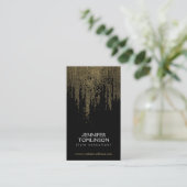 Elegant Faux Gold Confetti Stippen Patroon Zwart I Visitekaartje (Staand voorkant)