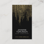 Elegant Faux Gold Confetti Stippen Patroon Zwart I Visitekaartje (Voorkant)