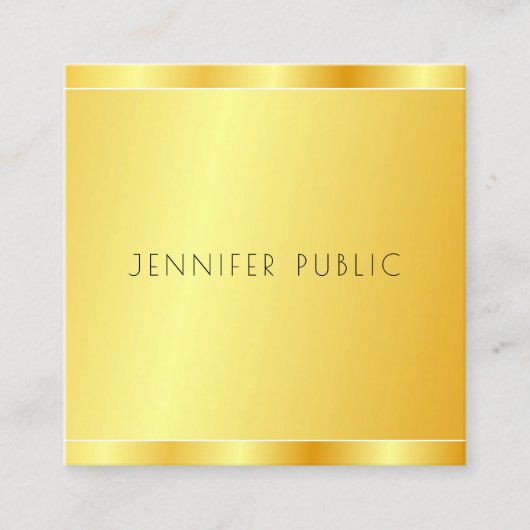 Elegant Faux Gold Custom Modern Professional Vierkante Visitekaartje (Voorkant)