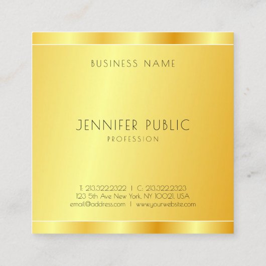 Elegant Faux Gold Custom Modern Professional Vierkante Visitekaartje (Achterkant)