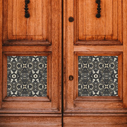 Elegant  Faux Gold Damask op zwarte pagina Tissuepapier