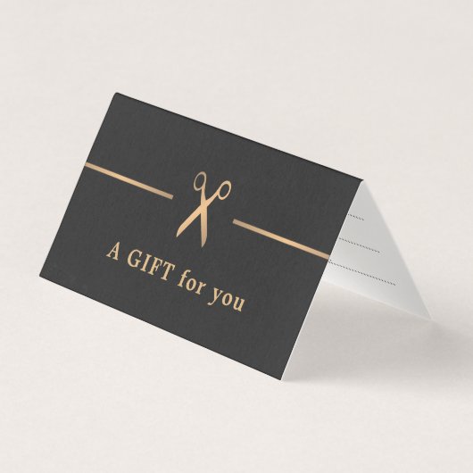 Elegant Faux Gold Dark Hair Gift Certificate Kaart (Voorkant)
