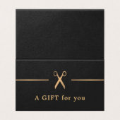 Elegant Faux Gold Dark Hair Gift Certificate Kaart (Buitenkant ongevouwen)