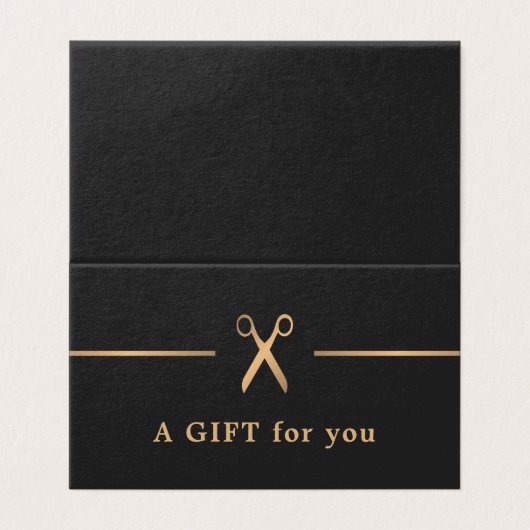 Elegant Faux Gold Dark Hair Gift Certificate Kaart (Buitenkant ongevouwen)