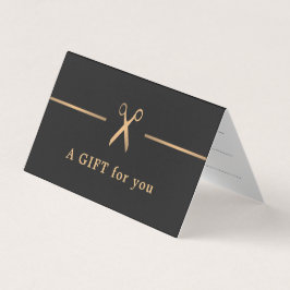 Elegant Faux Gold Dark Hair Gift Certificate Kaart