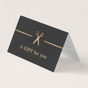 Elegant Faux Gold Dark Hair Gift Certificate Kaart