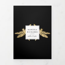 Elegant Faux Gold Dragonfly Duo Black Brochure