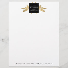 Elegant Faux Gold Dragonfly Duo Letterhead Custom Briefhoofd