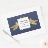 Elegant Faux Gold Dragonfly Duo op Marine Linnen Rechthoekige Sticker (Envelop)