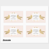 Elegant Faux Gold Dragonfly Duo op Roze Rechthoekige Sticker (Vel)