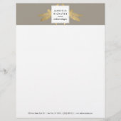 Elegant Faux Gold Dragonfly Duo op Taupe Persoonlijk Briefhoofd (Voorkant)