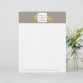 Elegant Faux Gold Dragonfly Duo op Taupe Persoonlijk Briefhoofd (Staand voorkant)