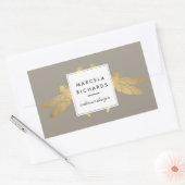 Elegant Faux Gold Dragonfly Duo op Taupe Rechthoekige Sticker (Envelop)
