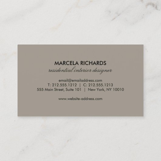 Elegant Faux Gold Dragonfly Duo op Taupe Visitekaartje (Achterkant)