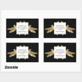 Elegant Faux Gold Dragonfly Duo op zwart Rechthoekige Sticker (Vel)