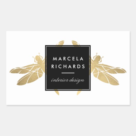 Elegant Faux Gold Dragonfly Duo Rechthoekige Sticker (Voorkant)