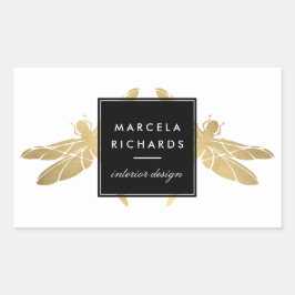 Elegant Faux Gold Dragonfly Duo Rechthoekige Sticker