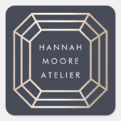 Elegant Faux Gold Edelsteen Logo Vierkante Sticker (Voorkant)
